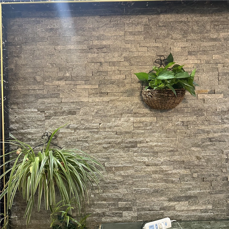 Green Quartzite Feature Wall with Stacked Stone Veneer Panels for Modern Design