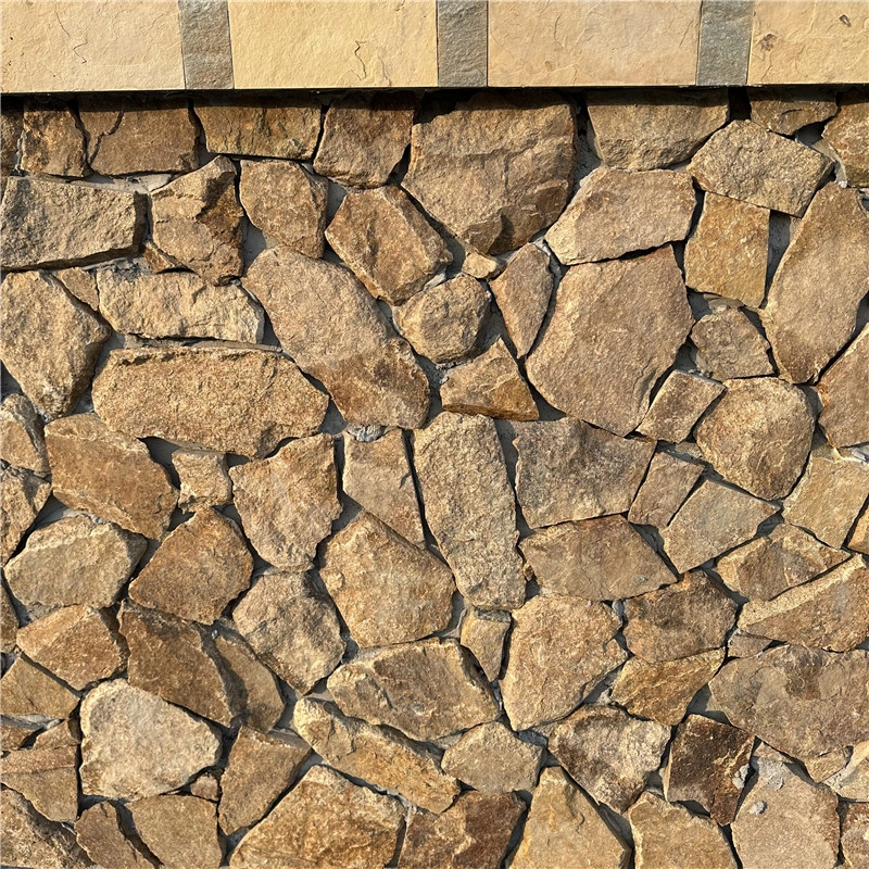 Golden Rust Crazy Paving Stone Exterior Wall Cladding