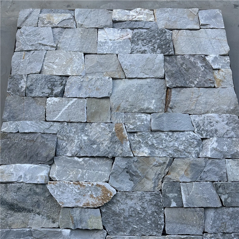 Cloud Grey Slate Wall Cladding, random slate wall sample with natural stone texture