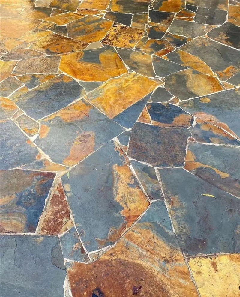 Rusty Slate Crazy Paving patio floor close-up texture detail