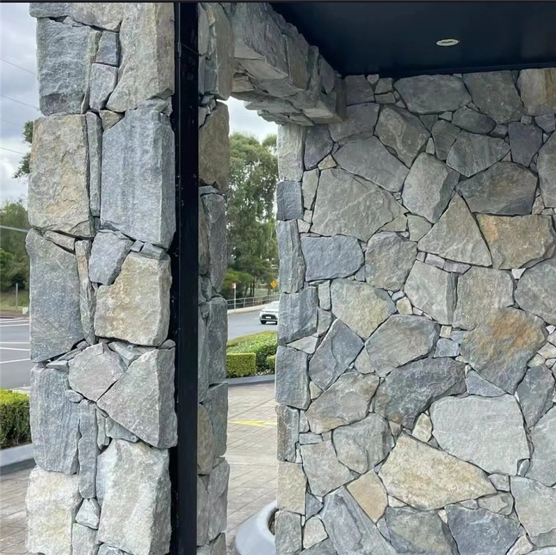Light Blue Crazy Paving Stone irregular natural slate for house entrance feature wall