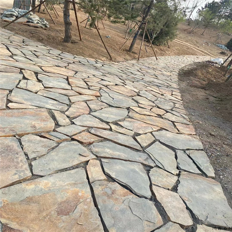 Green & Rust Random Flagstone natural stone paving for outdoor garden paths
