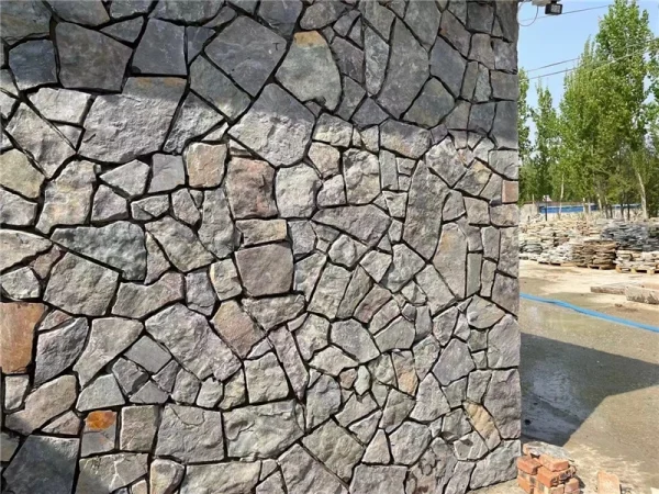 Dusky Purple Crazy Paving Landscape Retaining Wall Dusky Purple Crazy Paving irregular stone wall cladding for an outdoor landscape retaining wall