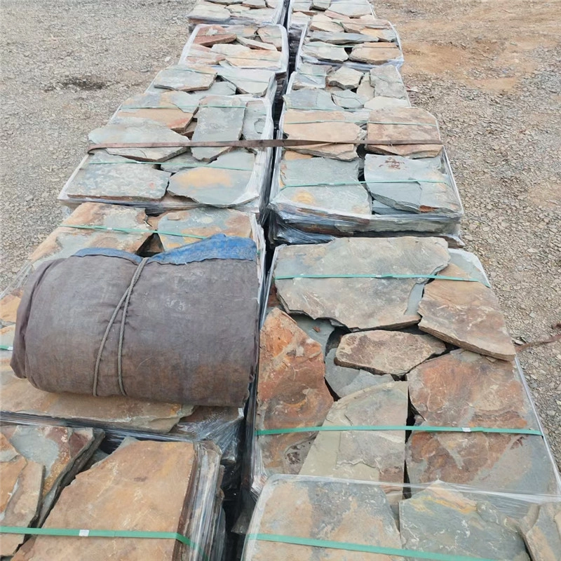 Green & Rust Random Flagstone bundled for FCL export shipment