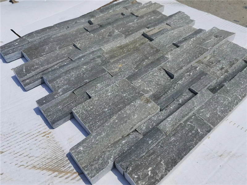 Grey Slate Ledger Stone finished exterior feature wall project