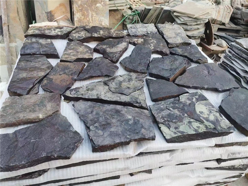 Dusky Purple Crazy Paving stone pieces stacked for shipment