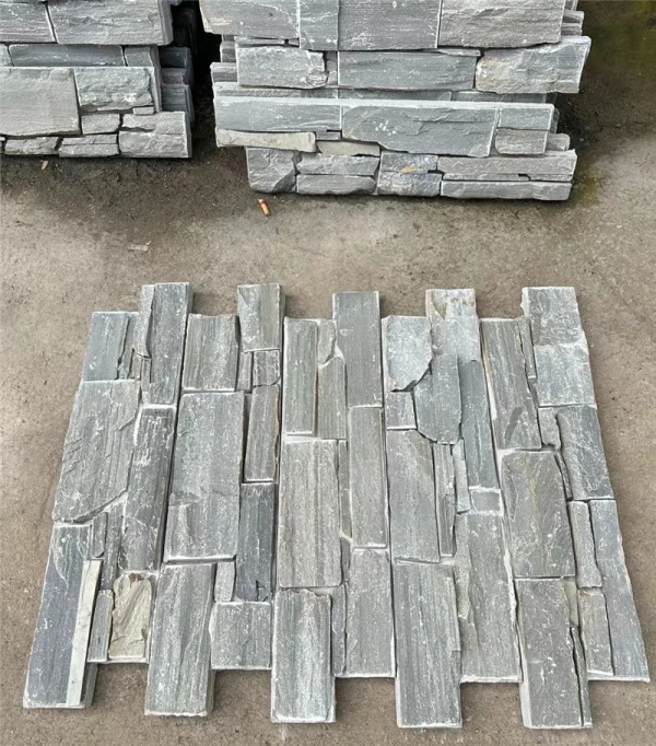 Natural Cool Grey Stacked Stone Veneer for Modern Homes & Villas