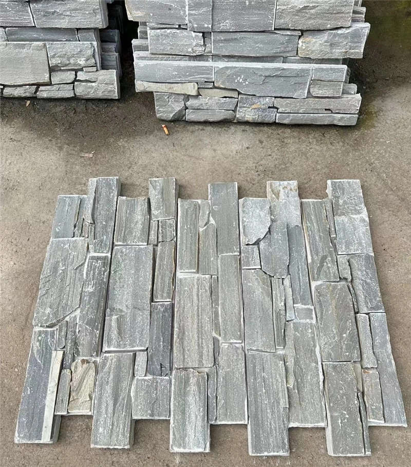 Grey Slate Ledger Stone meshed panels stock and exterior wall installation