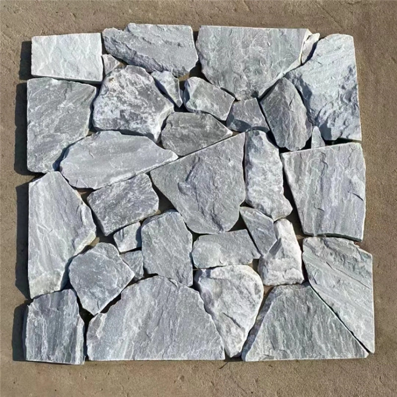 Grey White Random Stone sample layout showing natural irregular shapes and color variation