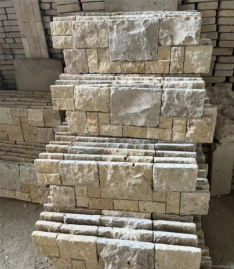 Yellow Beige Limestone Stacked Stone for Villa Exterior Wall