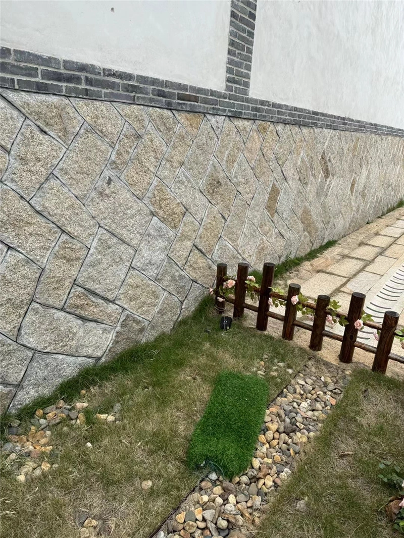 Light Yellow Random Rubble Stone, natural random stone for garden boundary retaining wall beside walkway