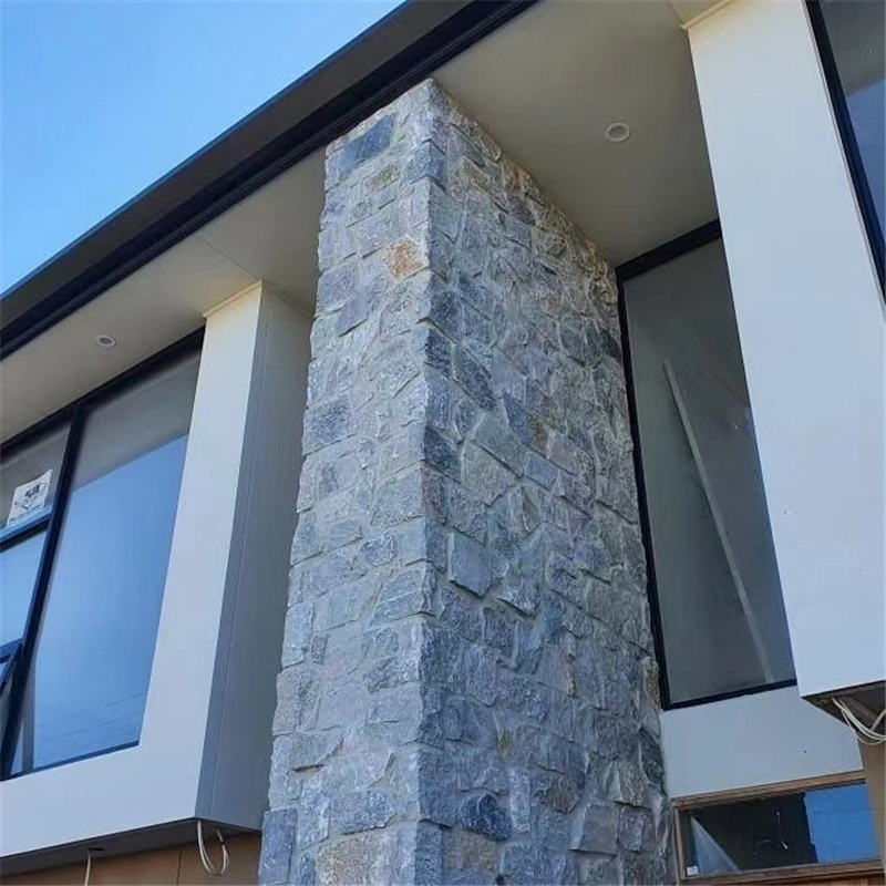 Natural Stone Wall Design on Villa Exterior Corner Facade