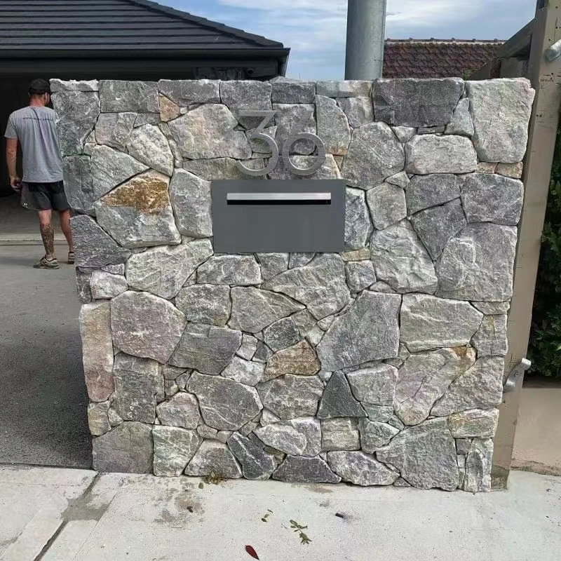 Grey Random Flagstone for Patios garden entrance feature wall