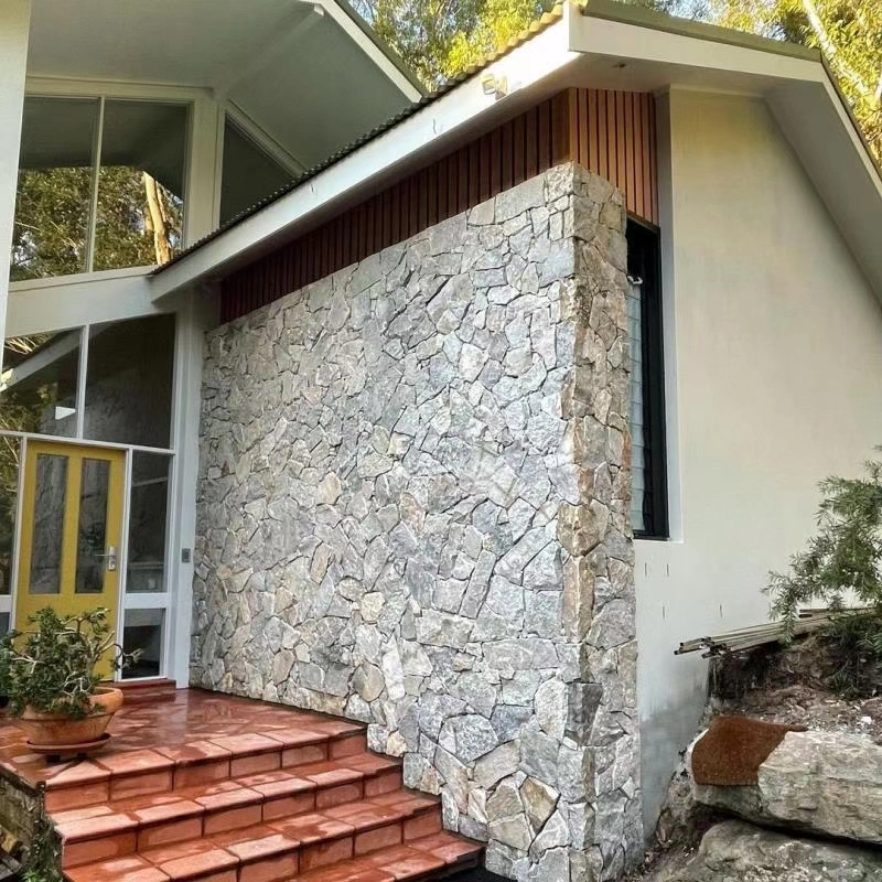 Grey Random Flagstone for Patios natural stone exterior wall cladding