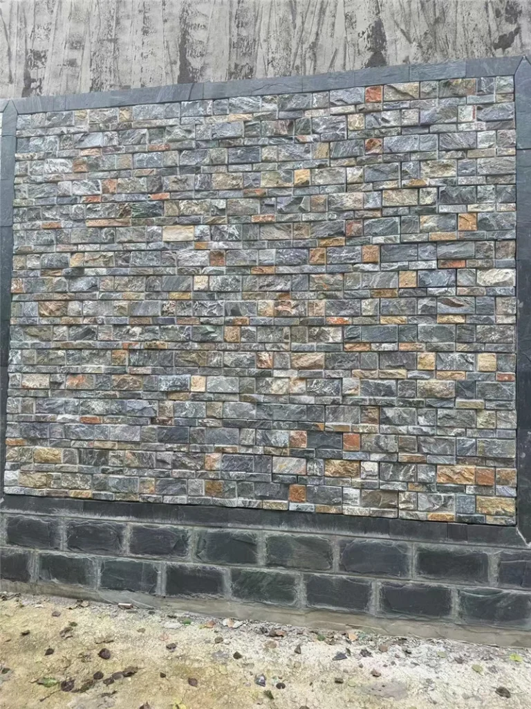 Blue Grey Slate Stacked Stone close-up showing mixed tones and natural split-face texture