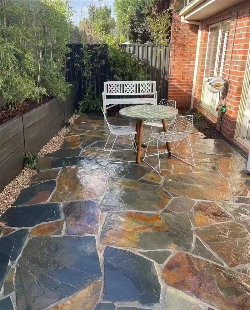 Green & Rust Random Flagstone for backyard patio outdoor paving