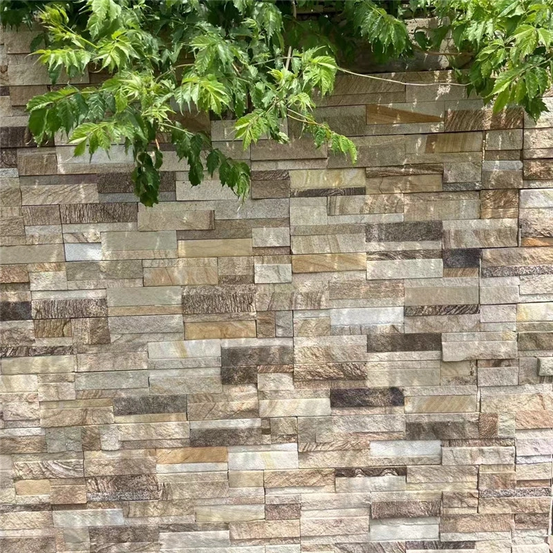 Yellow Wood Vein Wall Stone for Outdoor Garden Retaining Wall