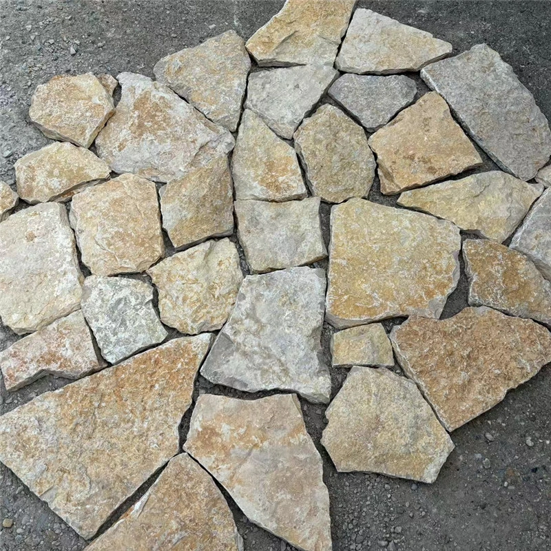 Rustic Yellow Crazy Paving Stone raw irregular loose natural stone pieces