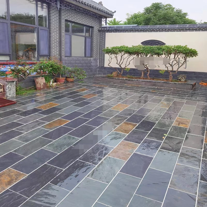 Blue Grey Slate Paving, mixed size rectangular slate for courtyard paving
