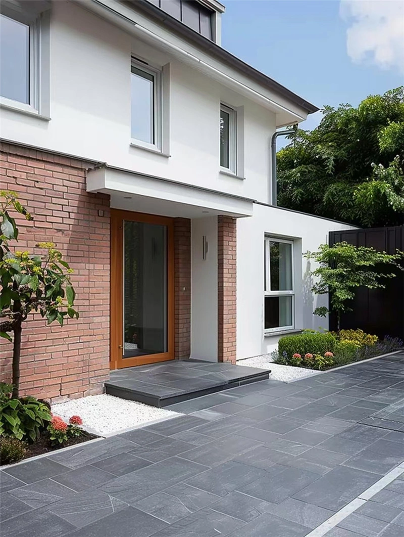 Black Natural Riven Slate, natural slate paving for villa entrance patio