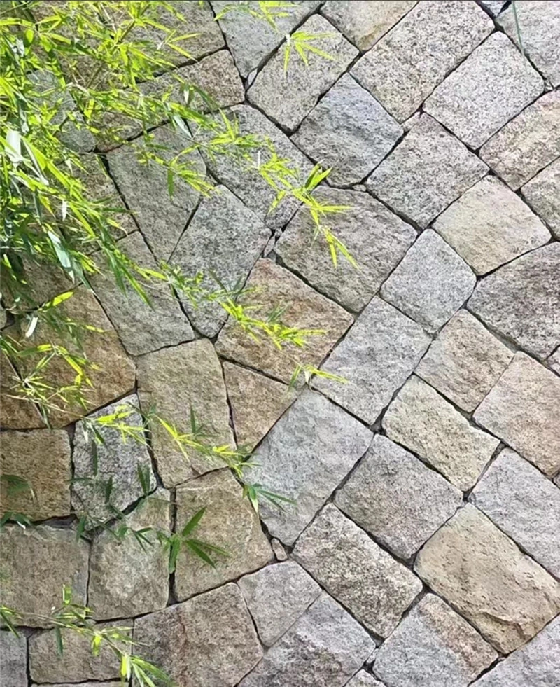 Light Yellow Random Rubble Stone, natural rubble stone wall for bamboo landscape backdrop
