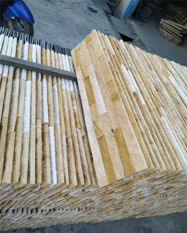 Warm Yellow Stacked Stone Panels for Cottage & Country Style
