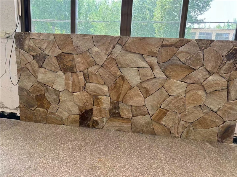 Golden Rust Random Fieldstone, natural irregular stone for indoor feature wall