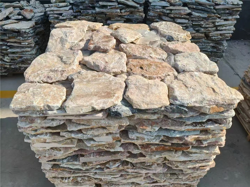 Golden Rust Random Fieldstone Wall Cladding, stacked natural fieldstone bulk stock