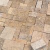 Tan Limestone Stacked Stone, natural split face tan limestone ledger stone panel texture close up