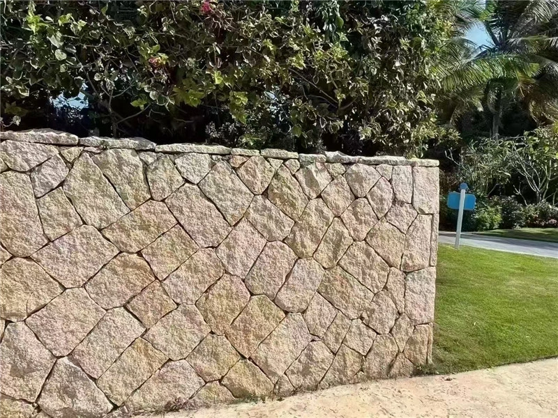 Rustic Yellow Crazy Paving Stone garden boundary retaining wall outdoor landscaping