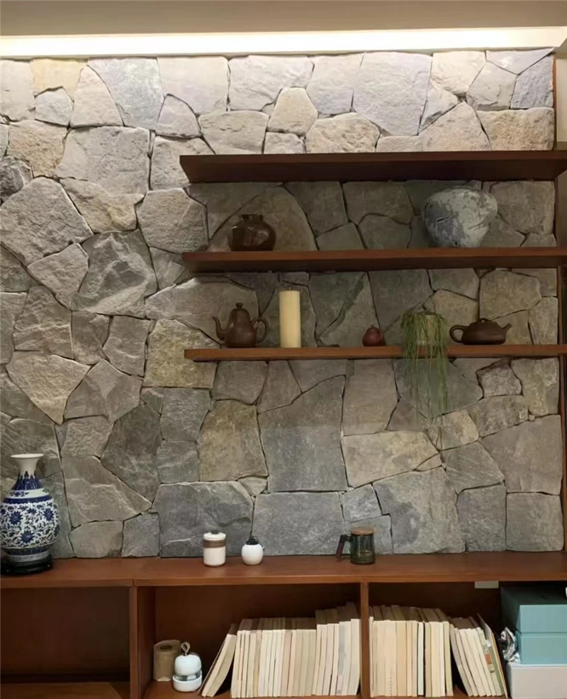 Grey Random Flagstone for Patios rustic interior feature wall