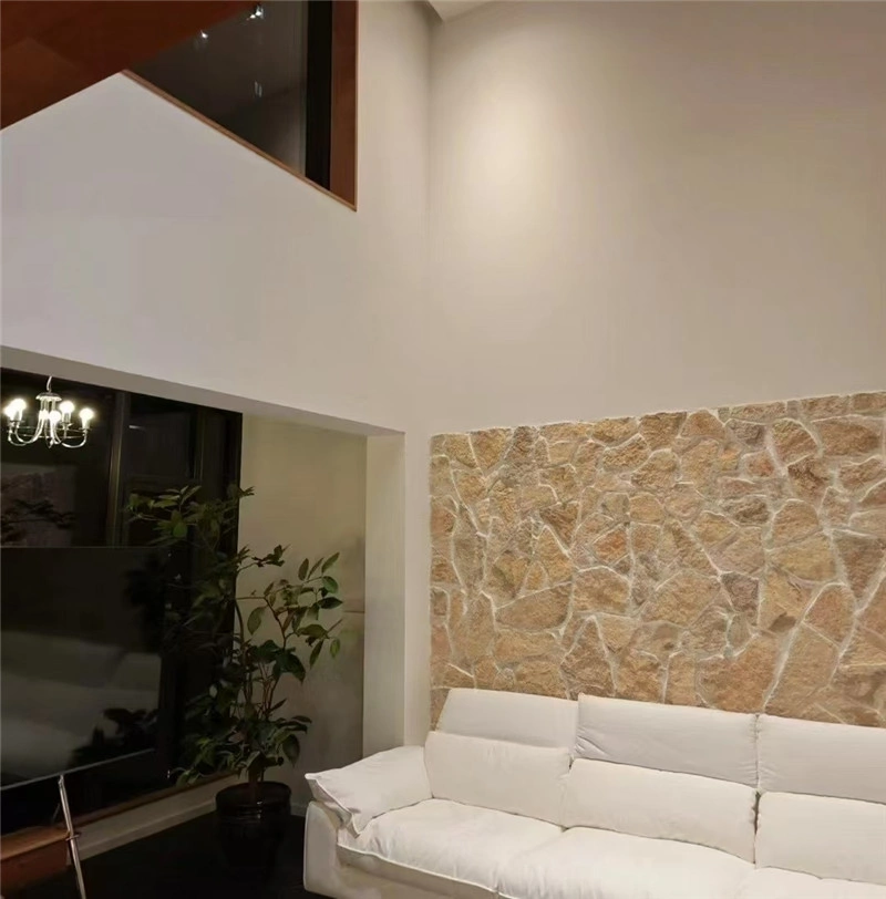 Yellow Stone Interior Wall beside wooden arched doorway