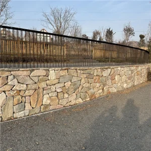 Natural Yellow Wood Grain Stone crazy paving random flagstone for exterior retaining wall cladding