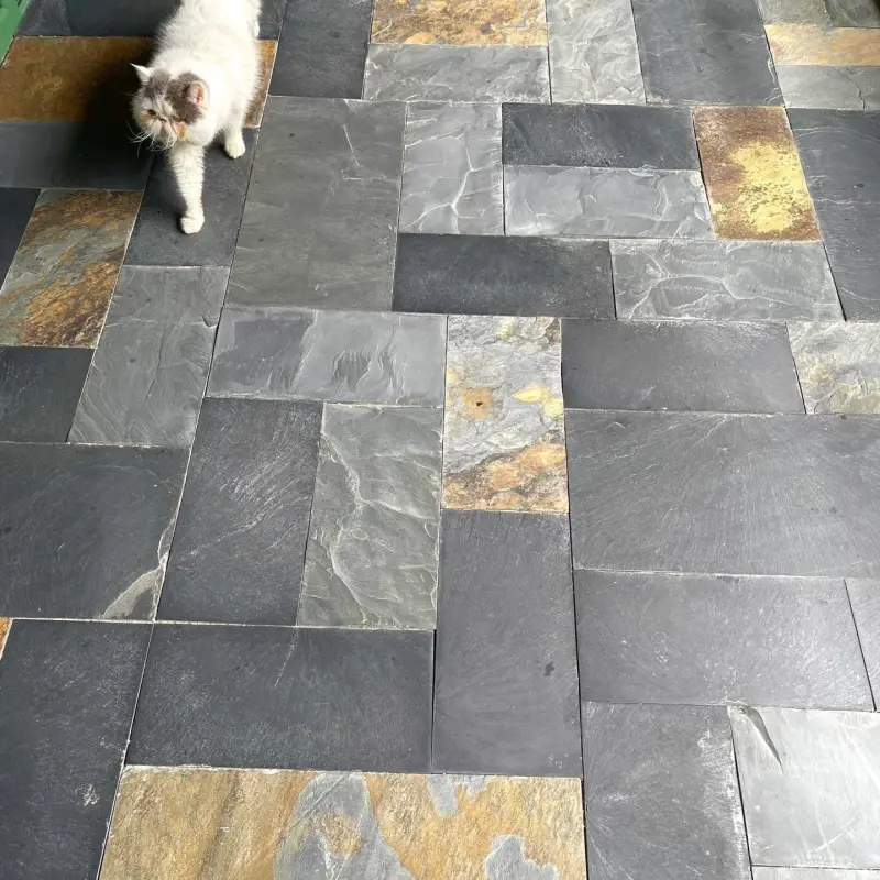 Blue Grey Slate Paving, mixed size rectangular slate for indoor flooring