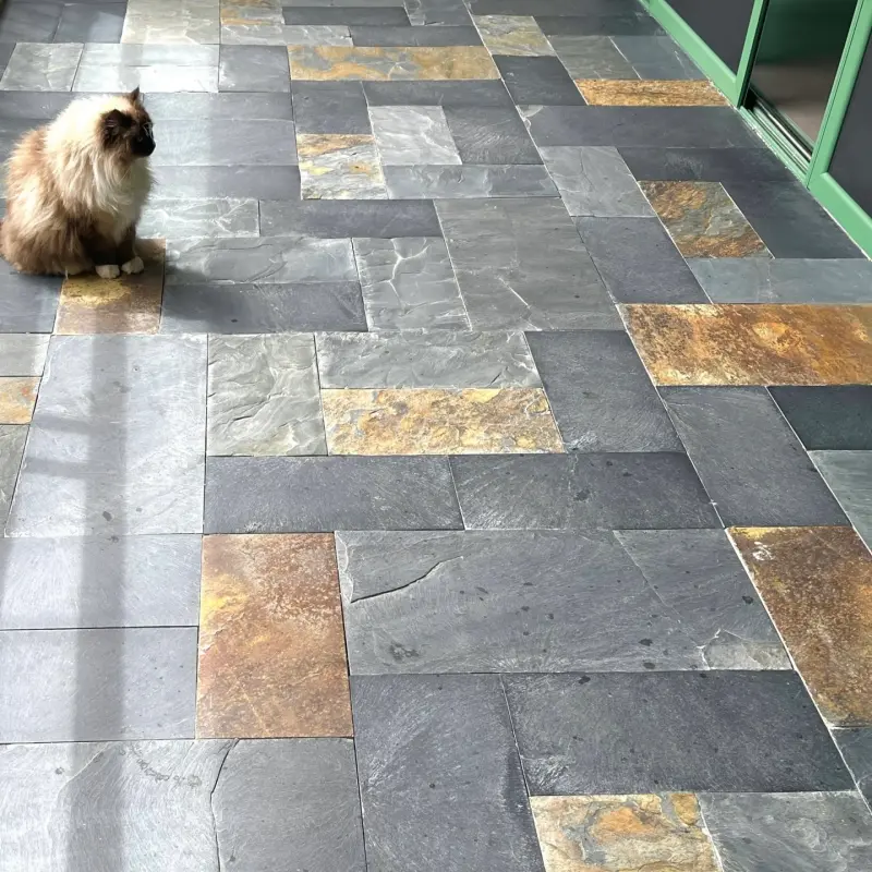 Blue Grey Slate Paving, mixed size rectangular natural slate for indoor stone flooring