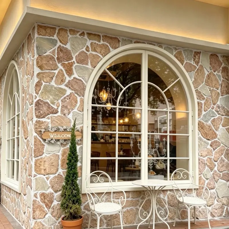 Golden Rust Random Fieldstone Wall Cladding, natural fieldstone for villa exterior facade wall