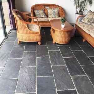 Black Natural Riven Slate, natural slate flooring for indoor lounge area