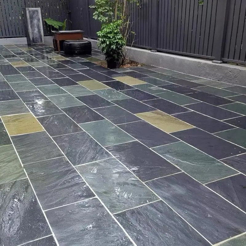 Blue Grey Slate Paving, mixed size rectangular slate for courtyard paving