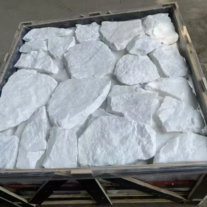 White natural crazy paving wall stone loose irregular limestone slabs packed in wooden crate